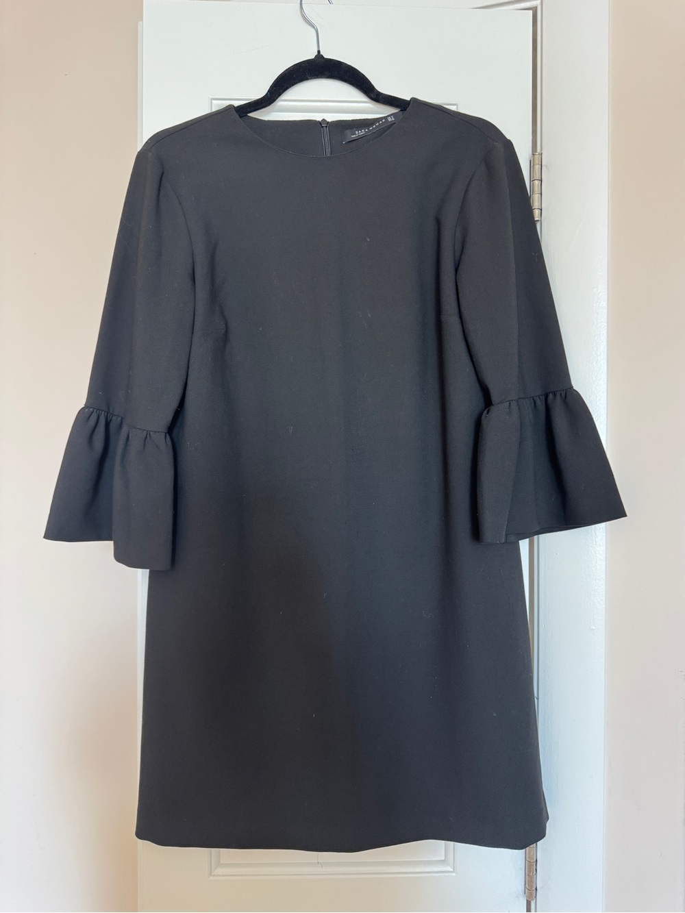Zara Black Mini Dress with Ruffled 3/4 Sleeves